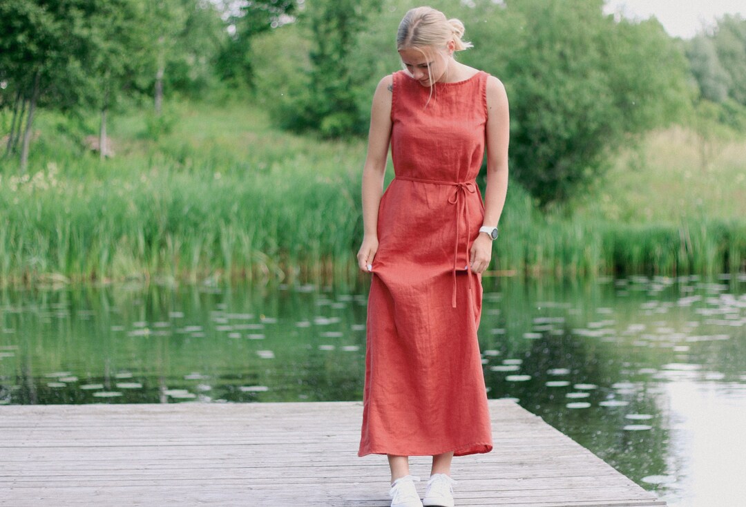 Low Back Linen Dress LUNA  Newport And Company