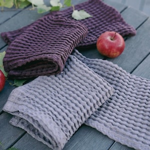 Linen waffle dishcloths, set of 4 reusable dish cloths, waffle natural linen dish towel, washable cleaning cloths, organic reusable cloths