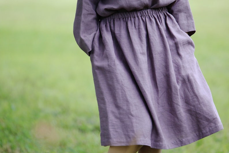 Linen midi skirt EMMA, Linen skirt, Autumn skirt, Boho skirt, Skirt with deep pockets, A Line Skirt, Prewashed linen skirt, Natural clothing image 1