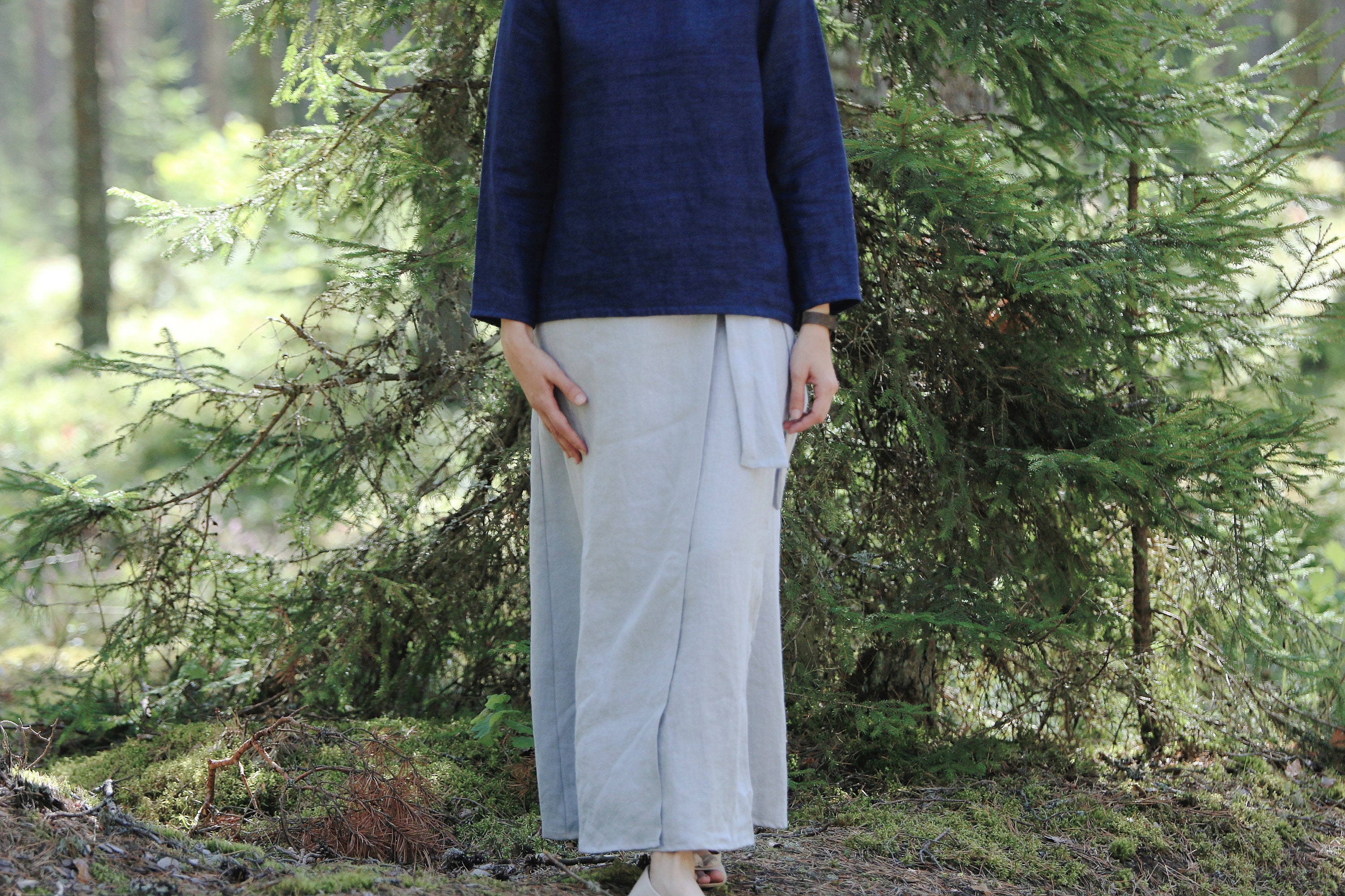 Black Colour - Bcmelina Linen Wrap Skirt 41103 - Dot main image 1