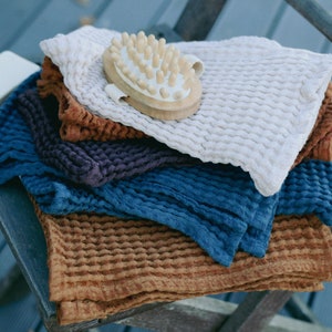 Linen Waffle Bath Towels, Natural waffle towels for Sauna, Gym, Organic Towel Hand, Face Set for Bath, Super Absorbent Ecofriendly Towels