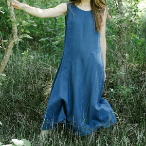 Sleeveless long linen dress MEGIJA, Linen dress for women, Casual linen dress, Linen loose dress, Trapeze linen dress, Linen summer dress