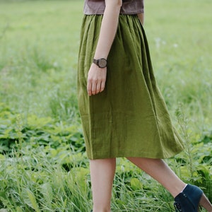 Linen midi skirt EMMA, Linen skirt, Autumn skirt, Boho skirt, Skirt with deep pockets, A Line Skirt, Prewashed linen skirt, Natural clothing image 3