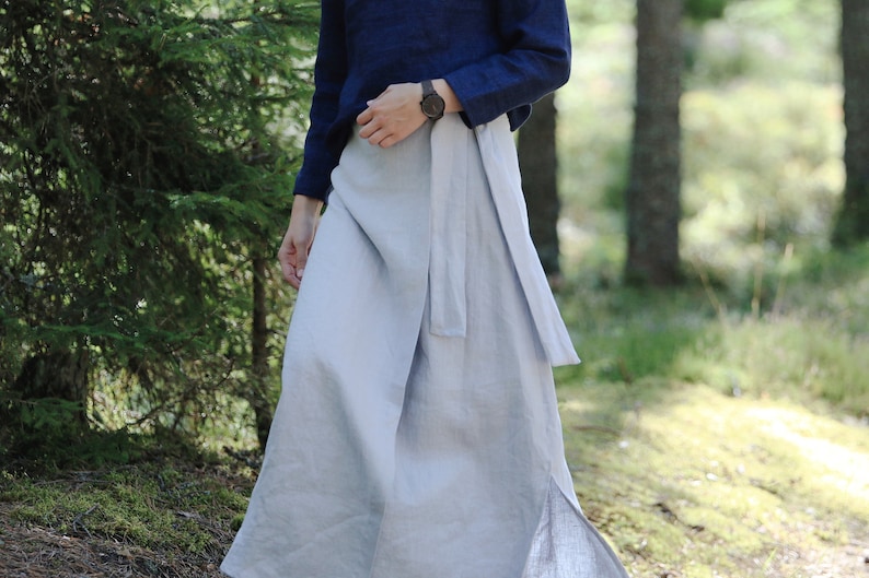 Linen Long Wrap Skirt EVELINA Linen Wrap Skirt Full Length Etsy — free download