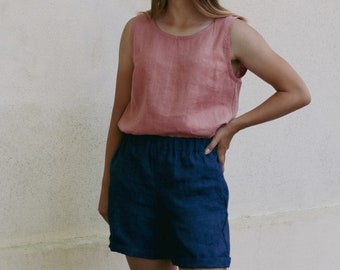 Linen Shorts HUGO, Relaxed Fit Organic Shorts