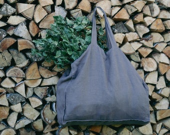 Double Layer Linen Tote Bag, Eco Shopping Bag