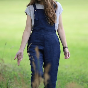 Linen dungarees GUSTAVS, Linen overall, Soft linen jumpsuit, Comfortable and casual women romper, Natural jumpsuit,Washed long linen overall