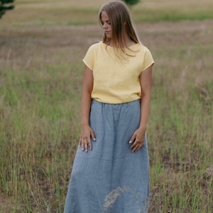 Lange linnen rok ELZA, linnen rok, linnen maxi rok, Boho linnen rok, vrouwen rok, linnen zomer rok, geplooide rok, linnen kleding afbeelding 3