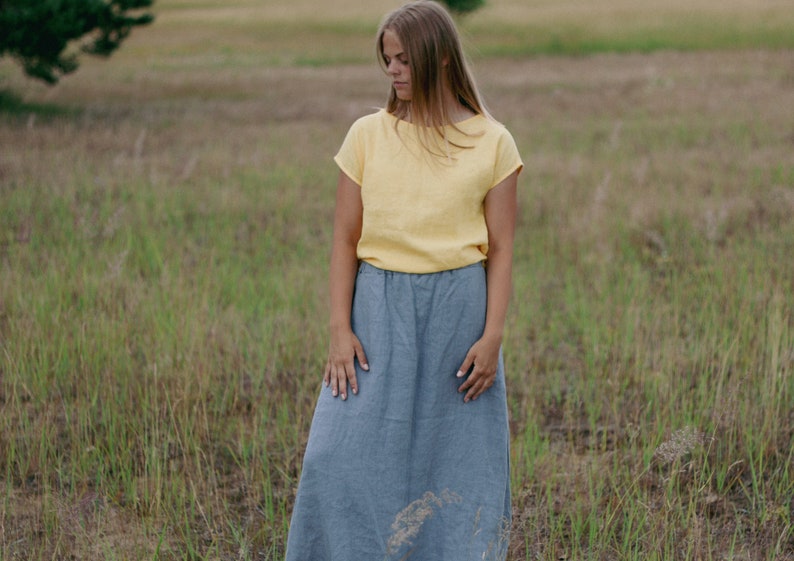 Long linen skirt ELZA, Linen skirt, Linen maxi skirt, Boho linen skirt, Women skirt, Linen summer skirt, Pleated skirt, Linen clothing image 3