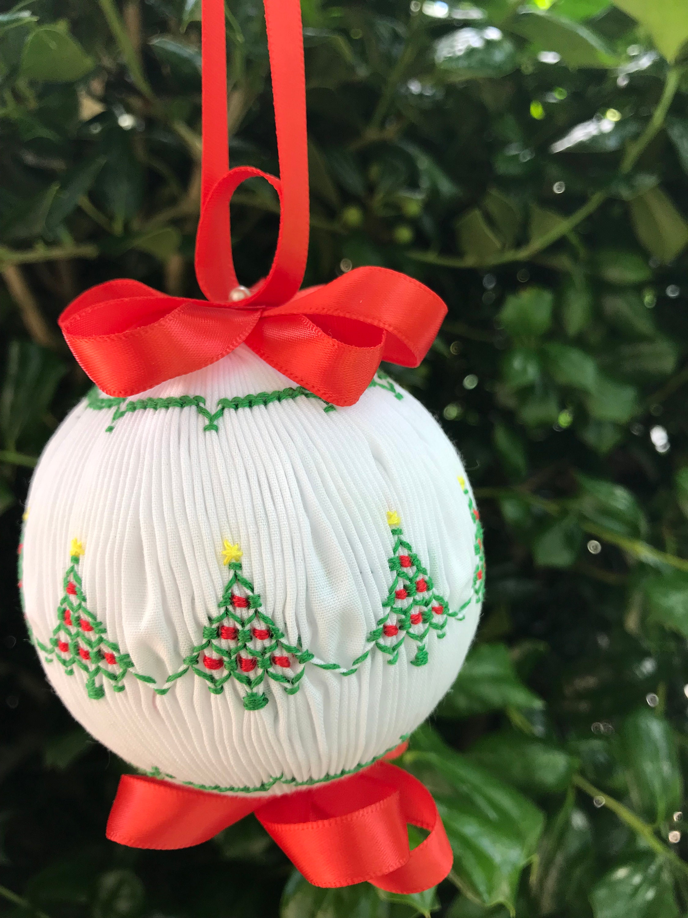 Smocked Christmas Ornament Tiny Trees Etsy