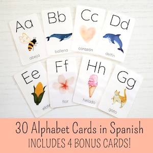 Spanish Alphabet Flashcards Laminated Kids Spanish Alphabet Cards Spanish Letters Flashcards Watercolor Alphabet Laminated Flashcards
