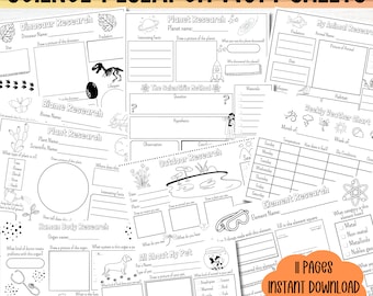 Planilha de ciências Planilha de pesquisa científica para impressão Atividade científica para educação domiciliar Pesquisa animal Planilha ao ar livre Projeto científico para crianças