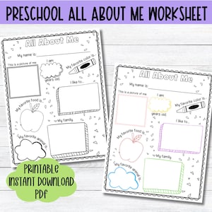 Preschool All About Me Printable Template Kids Get To Know Me Activity Worksheet About Me Worksheet Kindergarten All About Me Coloring Page