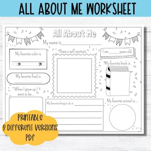 All About Me Printable Homeschool Page About Me Kid Worksheet Coloring Page All About Me Activity Sheet Get To Know Me Worksheet