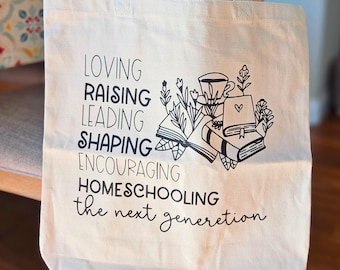 Borsa in tela per mamme che istruiscono a casa: borsa con citazione motivazionale
