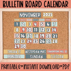 Prikbord Klaskalender Afdrukbare zakkalender Homeschool Dagen van de Week Maanden van het jaar Wandkalender Datumkaarten