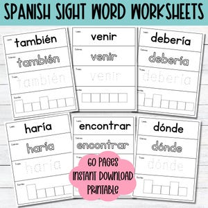 Spanish Sight Word Printable Worksheets Kindergarten Spanish Word Activity Homeschool Spanish Reading Spelling Spanish Teaching Printable