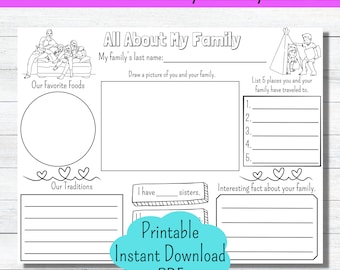 All About My Family Worksheet Printable Activity Page About My Family Coloring Page