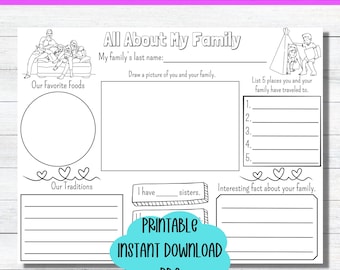 私の家族についてワークシート、子供向けアクティビティページ（PDF）
