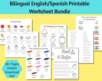 Bilingual English/spanish Worksheet Bundle Printable - Etsy UK