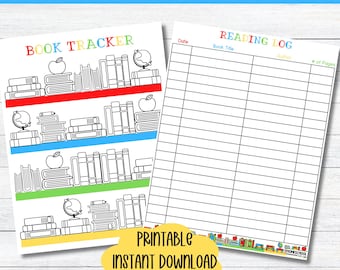 Reading Log Kids Printable Reading Log Homeschool Reading Kids Reading Tracker Cute Reading Log  Coloring Reading Log Book Tracker Printable