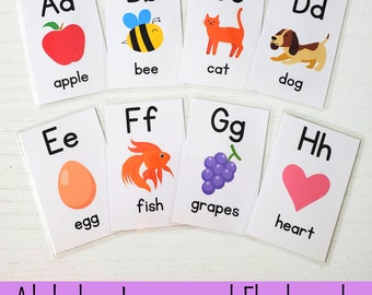 Alphabet Flashcards Preschool Laminated Flashcards Kids ABC Picture Cards Toddler Flashcards Alphabet Cards Preschool Learning Flashcards