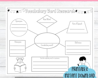 Language Arts Vocabulary Word Research Worksheet Printable Homeschool Spelling Worksheet Fourth Grade Writing Activity Vocabulary Study Page