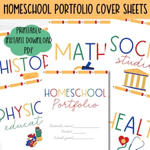 Portfolio Homeschool Printable Binder Cover Sheet High School Subject Divider Organization Homeschool Student Portfolio Printable Pages