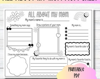 All About Mom Worksheet, Kids Activity & Coloring Page (PDF)