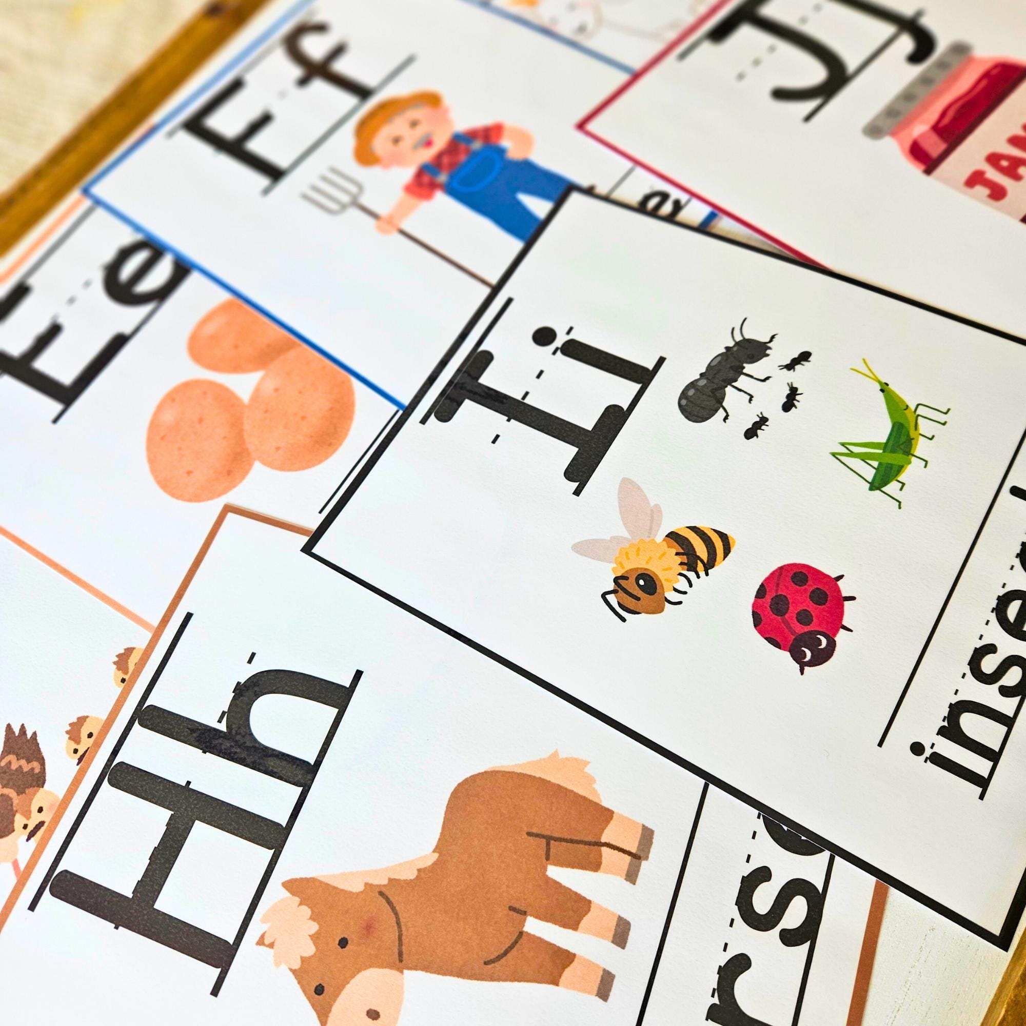 Farm Alphabet Letter Laminated Flashcards Large Alphabet Cards