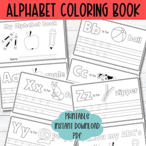 Livro de atividades para colorir do alfabeto Folha de trabalho para impressão de rastreamento de letras do alfabeto Jardim de infância Educação domiciliar Páginas para colorir ABC Letras para pré-escola