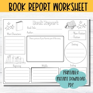 Fiche de travail imprimable de rapport de livre pour enfants Modèle de rapport de livre pour l'école à la maison Fiche de travail imprimable des éléments de l'histoire