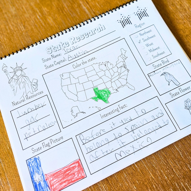 Folha de Atividades de Pesquisa sobre os Estados dos EUA para Imprimir - Educação Domiciliar - Fatos sobre os Estados Unidos - PDF - Atividade de História para o Ensino Fundamental imagem 2