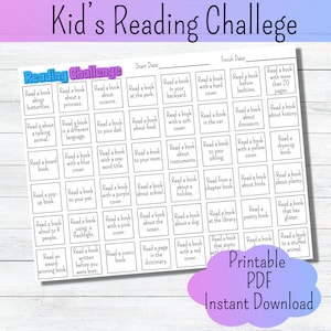Printable Reading Challenge Kids Coloring Reading Tracker Fun Reading Activity Homeschool Reading Printable Yearly Reading Challenge List