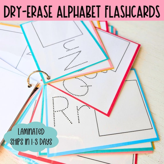 Dry Erase Alphabet Tracing Flashcards: Laminated ABC Writing Practice