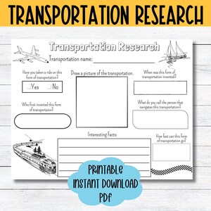 Transportation Research Worksheet Homeschool History Project Printable Research Report Template Kids Transportation Worksheet Social Studies