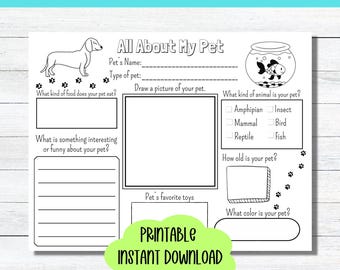 ペットについて学ぶワークシート：動物の塗り絵（PDFパターン）