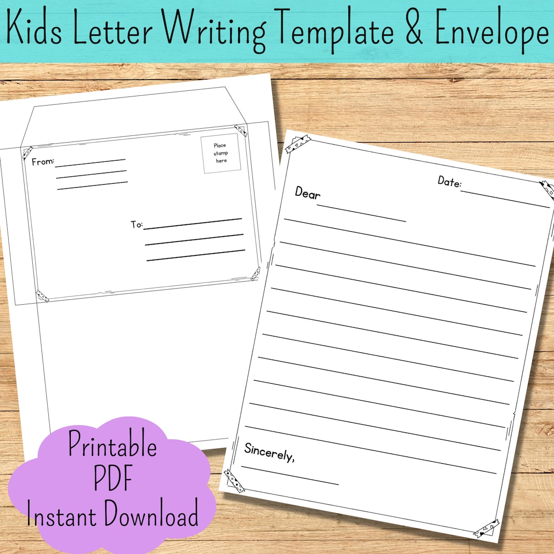 Kid Letter Writing Template Pen Pal Letter Template Printable Envelope ...