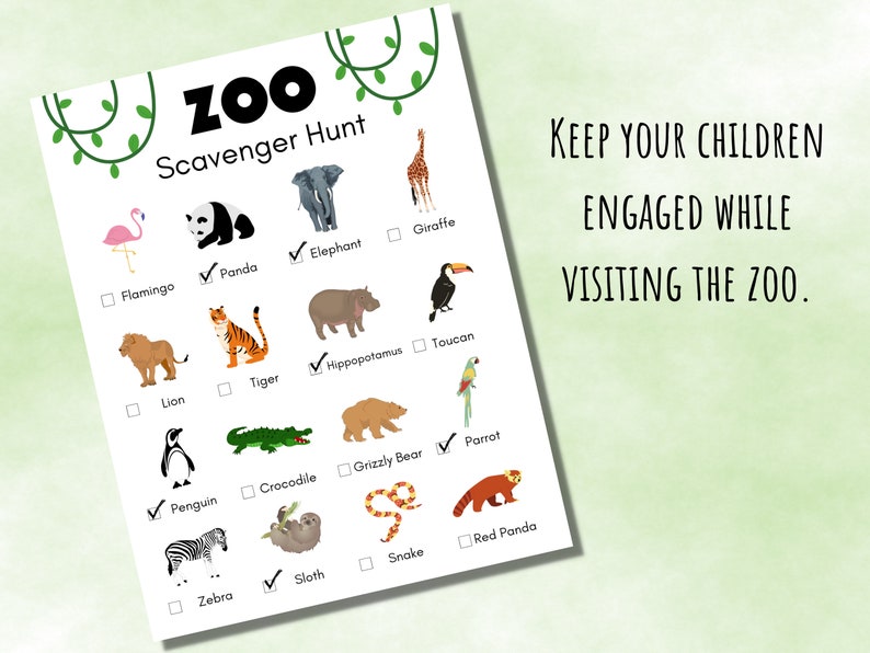 Zoo Scavenger Hunt Zoo Animal Worksheet Zoo Worksheet Safari Scavenger Hunt Animal Scavenger ...