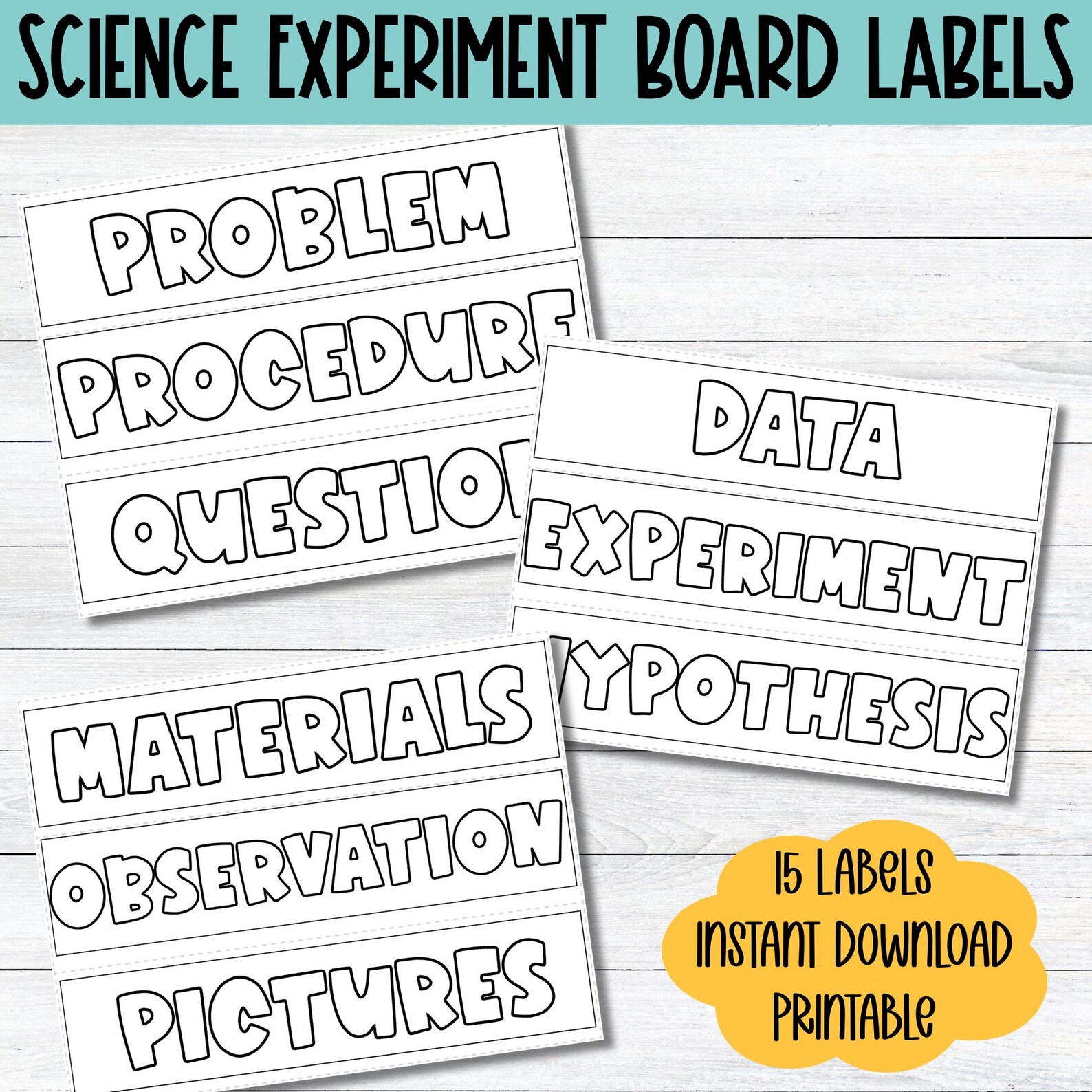Label Science Ss Science Fair Project Labels: Black and White, 15 Printable Board Labels ...