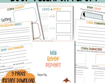 Printable Book Report Elementary Worksheet Book Summary Story Element Homeschool Book Report Worksheet Kid Book Research Report Template