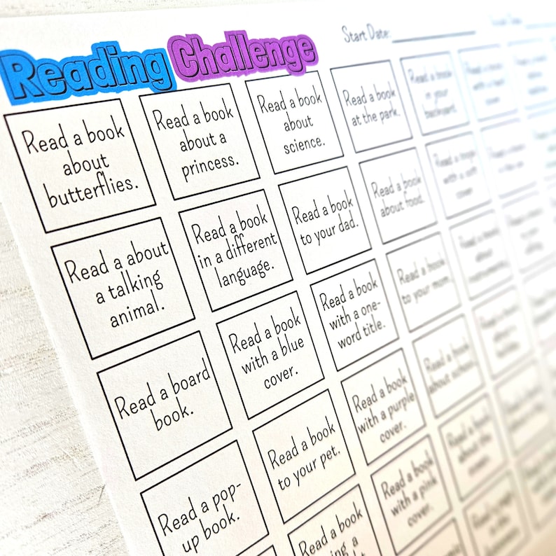 Printable Reading Challenge Kids Coloring Reading Tracker Fun Reading Activity Homeschool ...