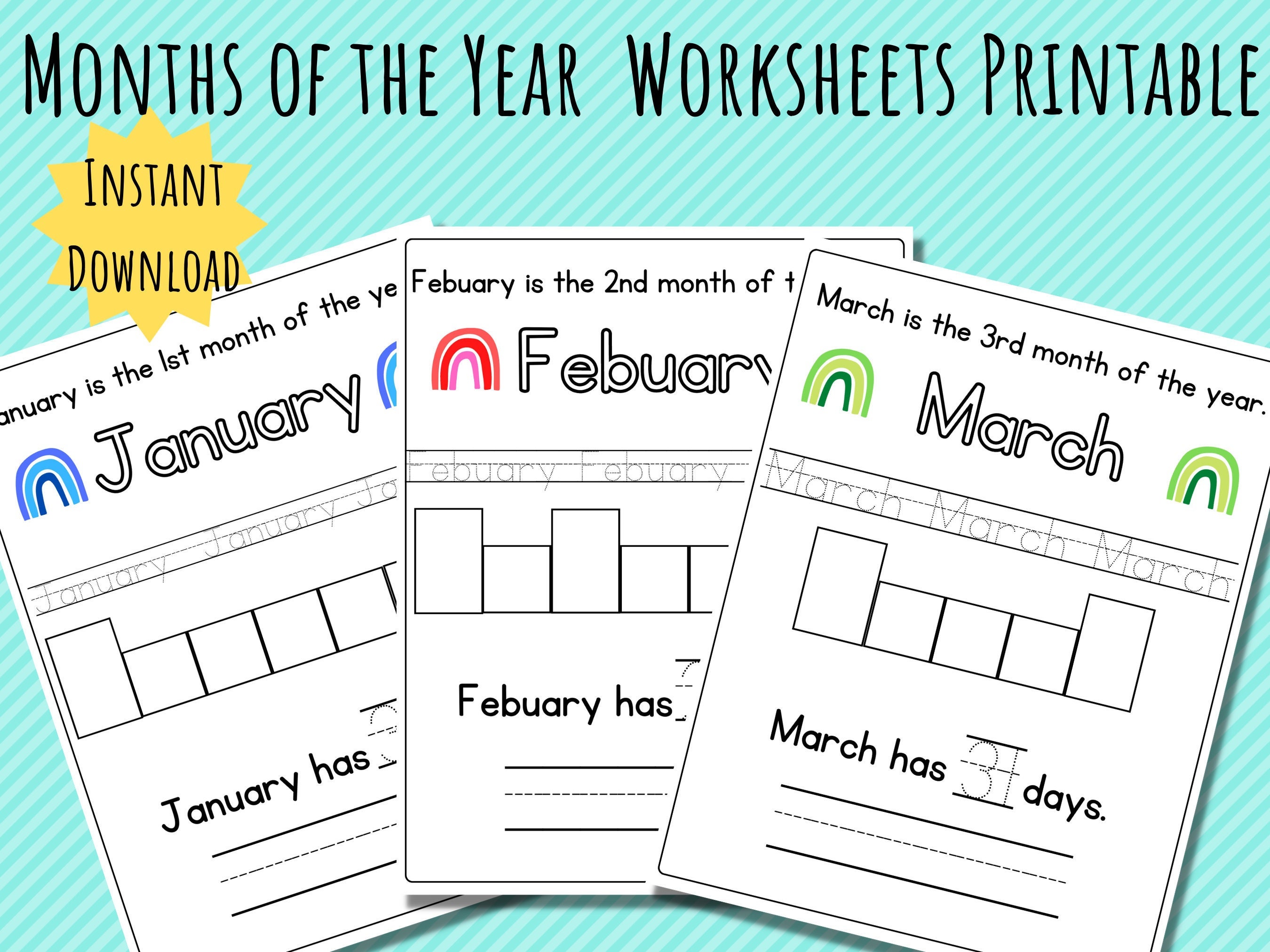 Month Worksheet - Etsy