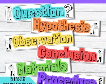 Science Fair Labels Printable Science Project Label School Project Science Board Poster Label Science Experiment Printable Scientific Method