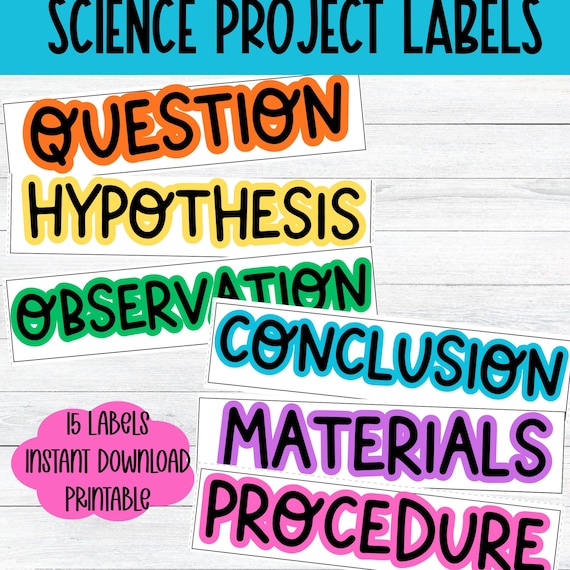 Science Fair Project Labels Printable: Experiment Board Headings (PDF)