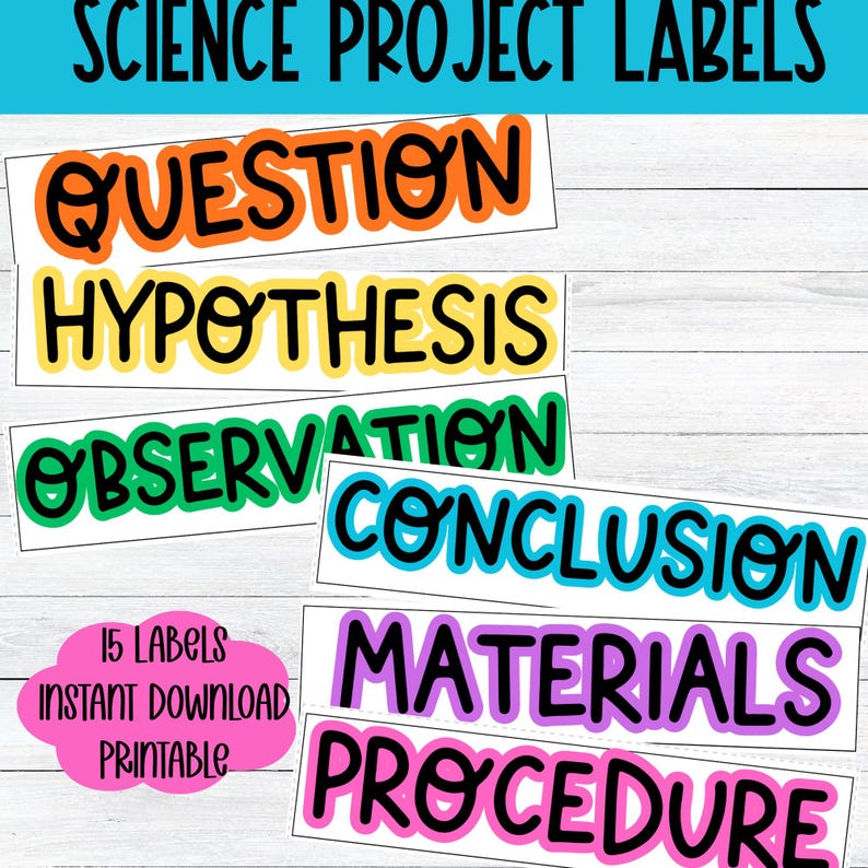Science Fair Project Labels Printable: Experiment Board Headings (PDF ...