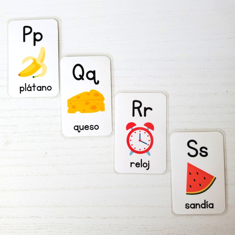 Spanish Alphabet Cards Spanish Letter Flashcards Alphabet Etsy