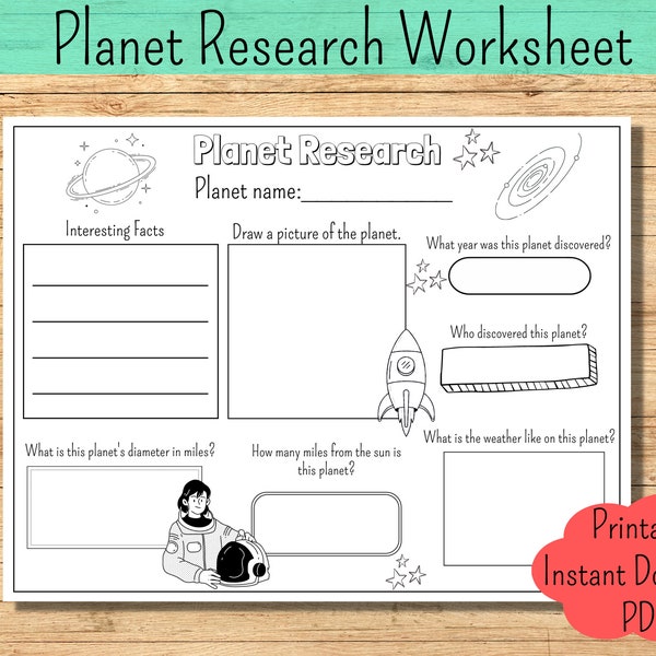 Planet Research Planet Worksheet Solar System Worksheet Science Project Space Science Worksheet Homeschool Planet Report