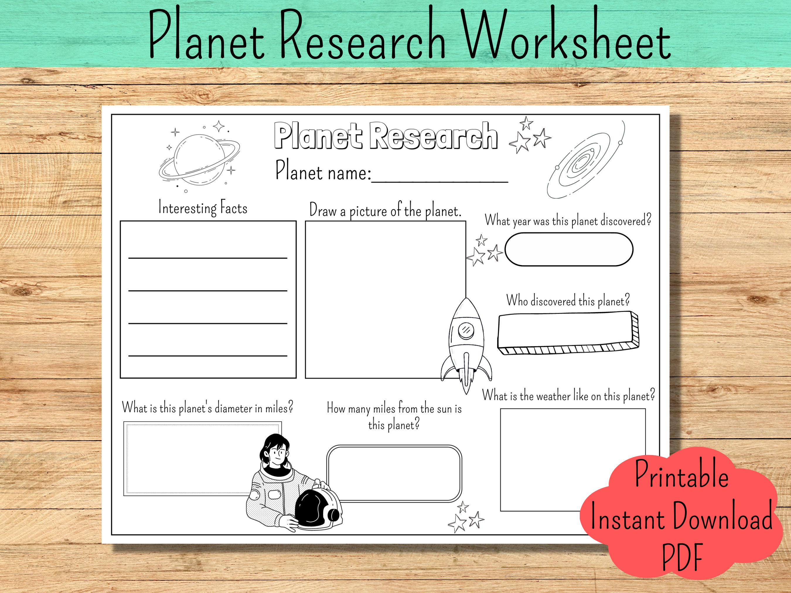Research Worksheet Solar System Worksheet Science Project Space Science Worksheet