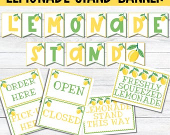 Lemonade Stand Printable Banner, Kids Lemon Theme Decor (PDF)